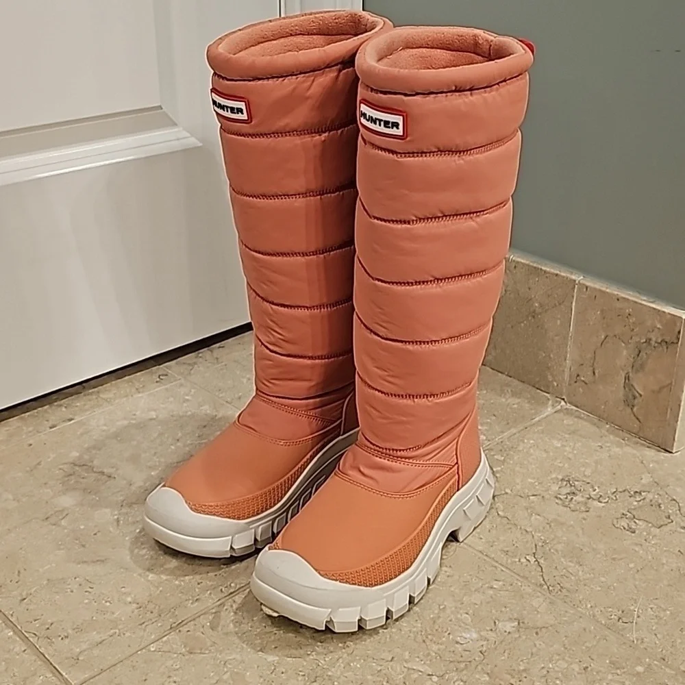 Hunter Original Pink Insulated Tall Puffy Snow Boots - Size 5